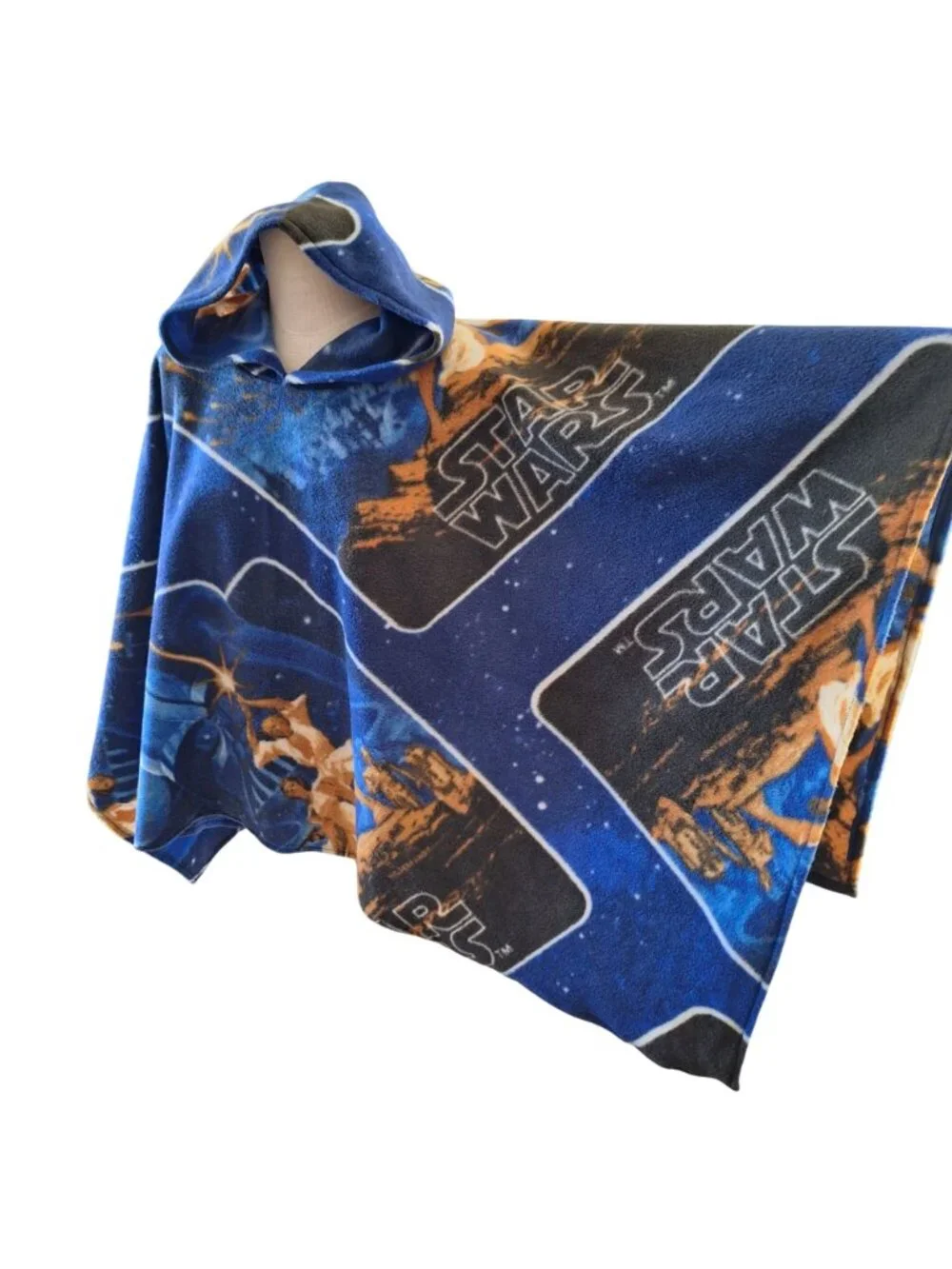 Star Wars Handmade Fleece Poncho Hooded Blue Galaxy Medium Adult Teen - Picture 10 of 10